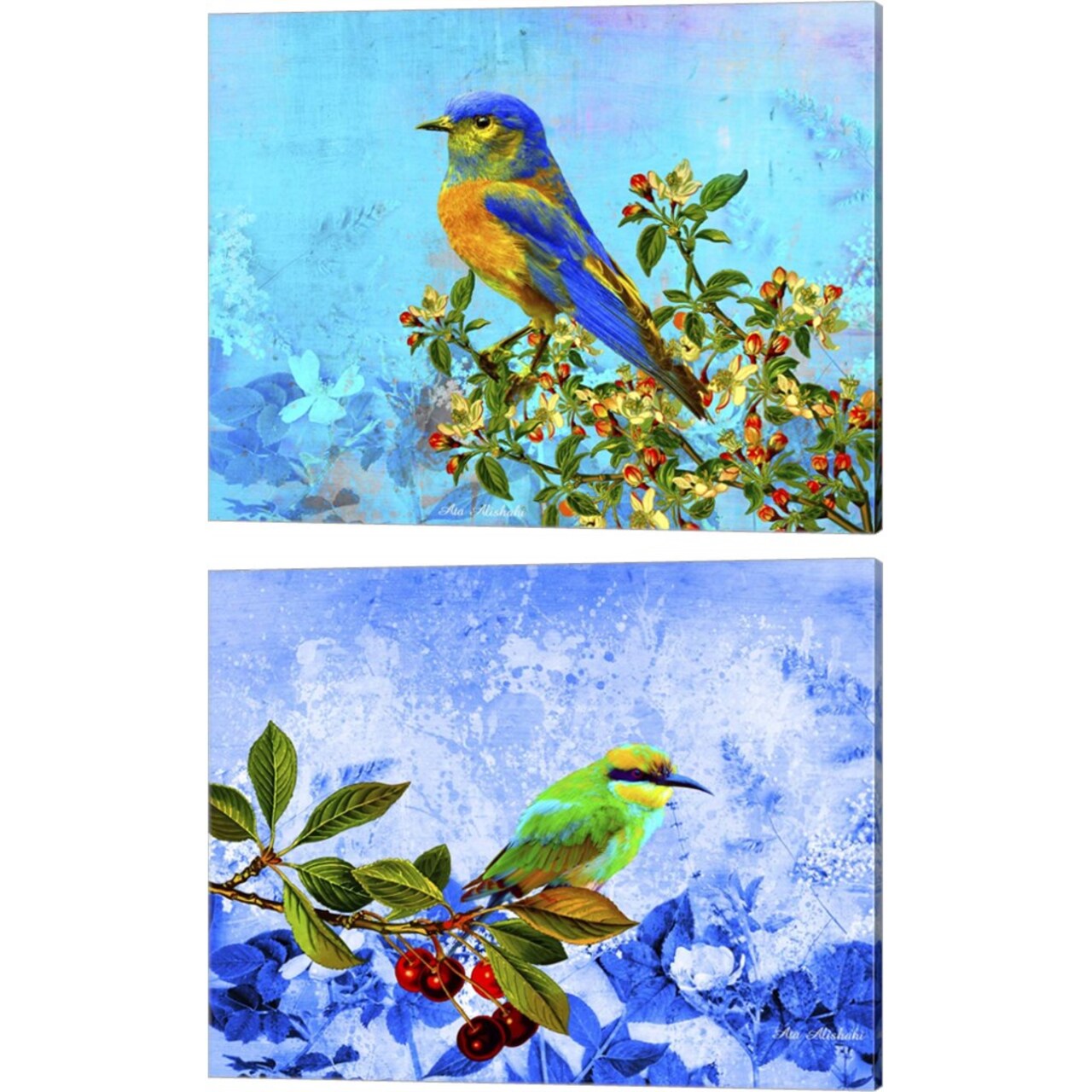 Bird Collection by Ata Alishahi 15" x 12" Canvas Wall Art (Set of 2)
